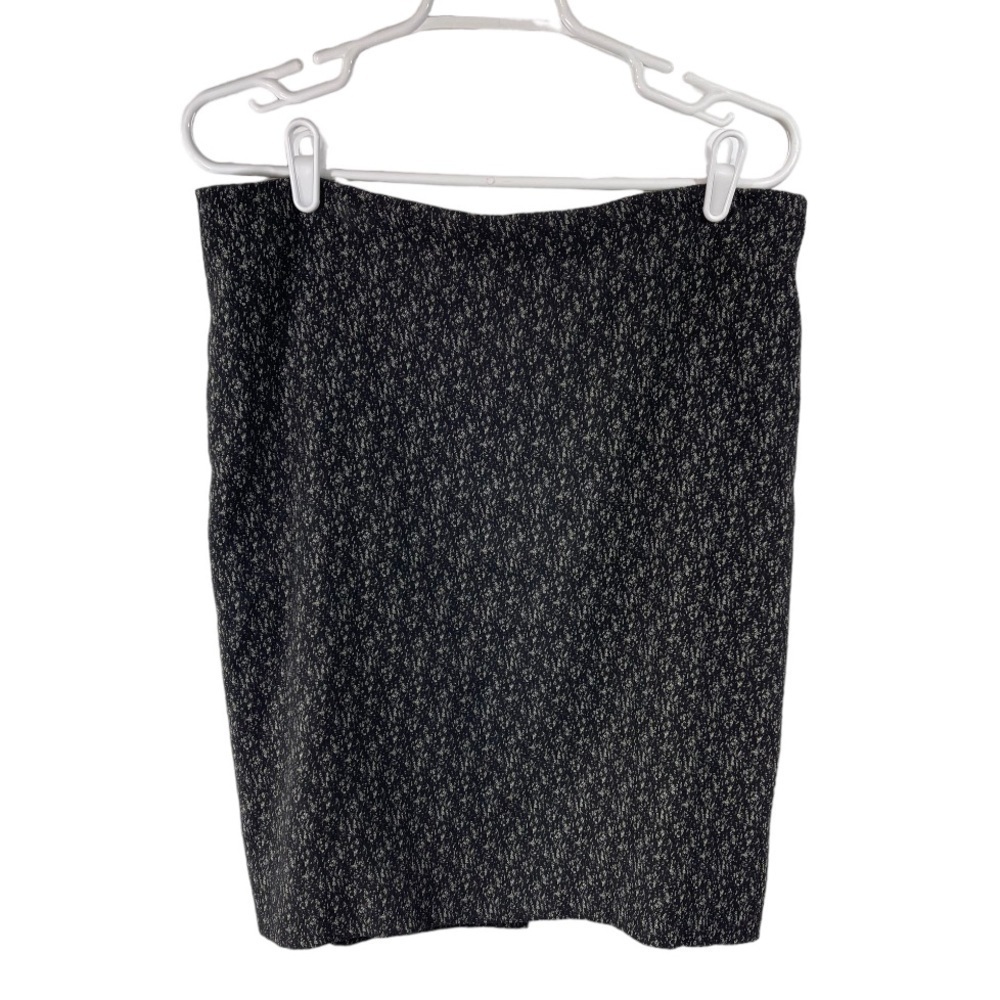 MM. LAFLEUR Size 10 Noho Lined Pencil Skirt Black White Marled Knee Length